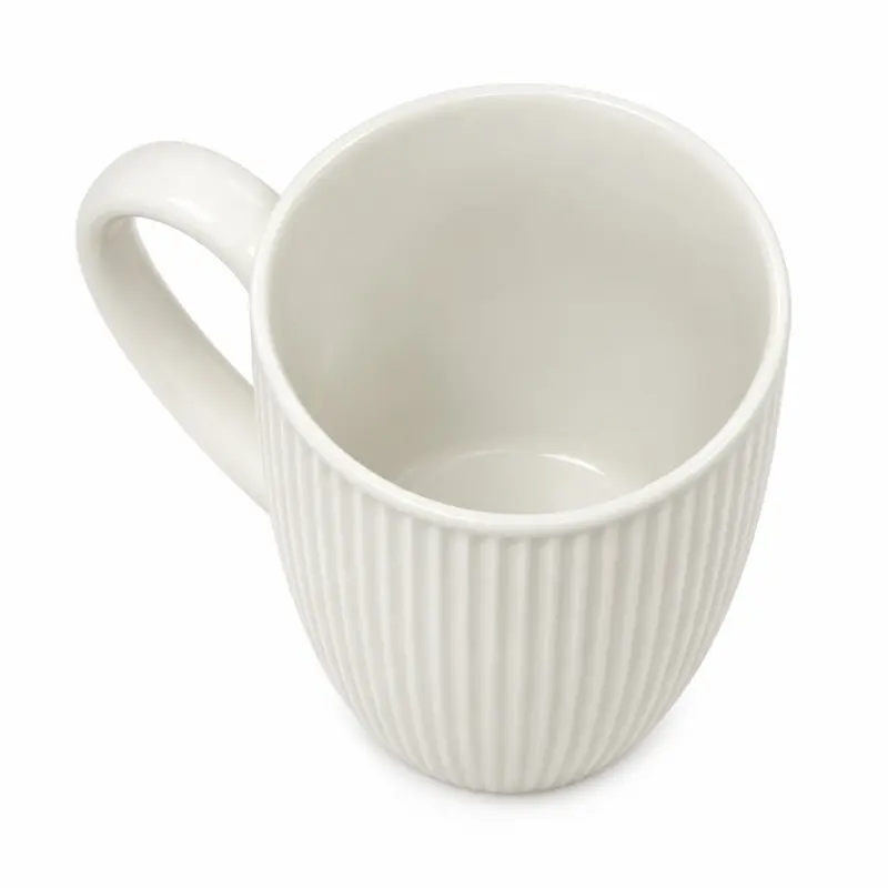 Kubek porcelanowy prążkowany 330 ml biały z uchem
