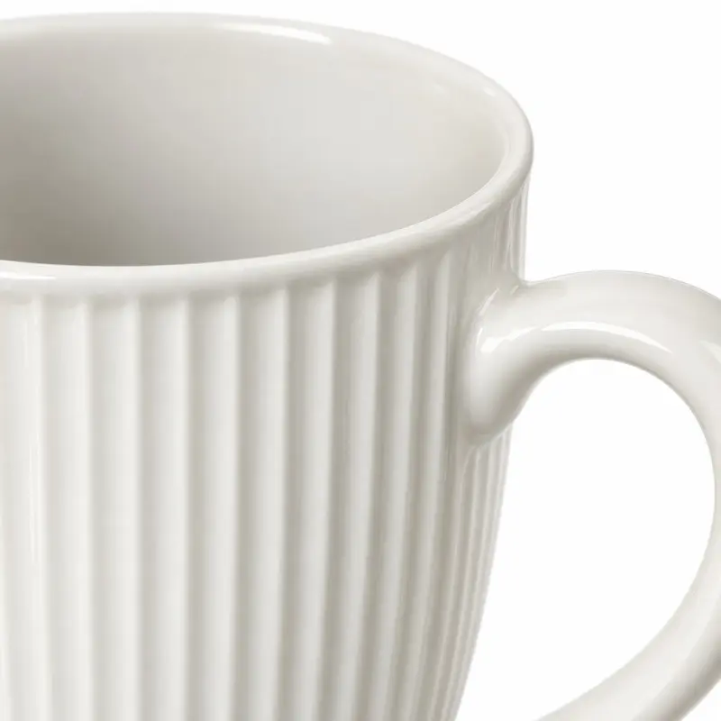 Kubek porcelanowy prążkowany 330 ml biały z uchem