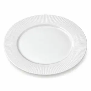 Talerz obiadowy porcelanowy 27 cm biały z prążkowanym rantem S828