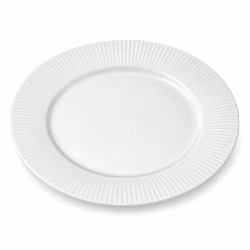 Talerz obiadowy porcelanowy 27 cm biały z prążkowanym rantem S828