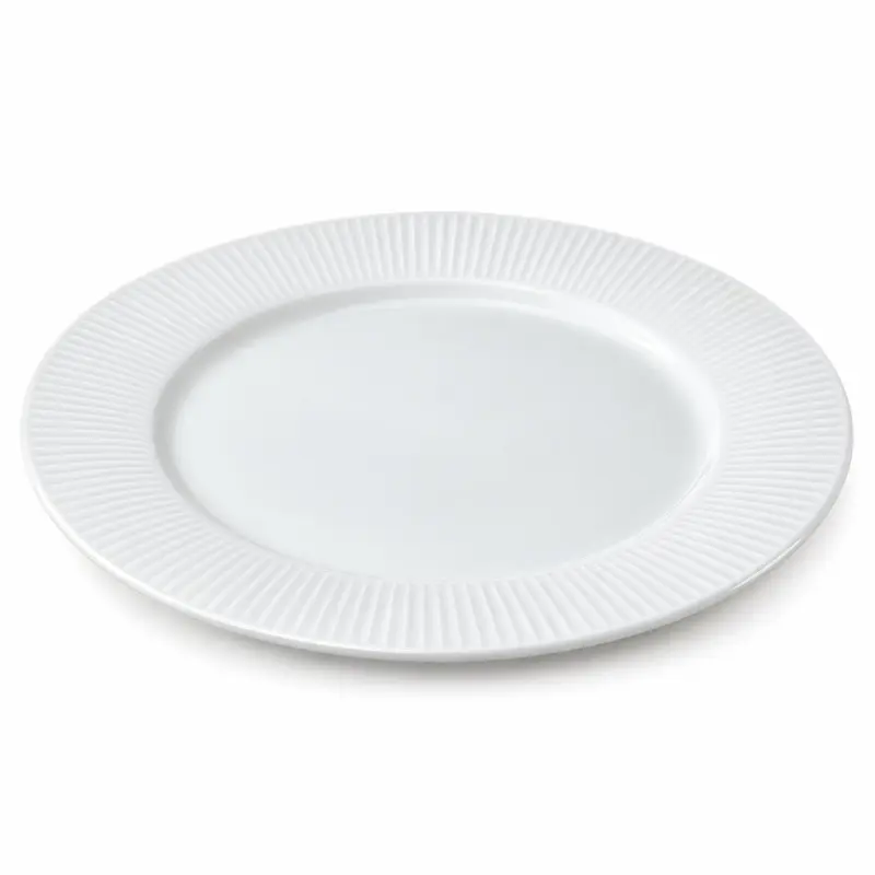 Talerz obiadowy porcelanowy 27 cm biały z prążkowanym rantem S828
