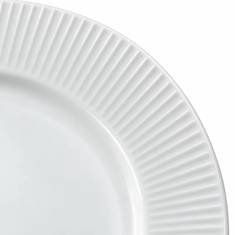 Talerz obiadowy porcelanowy 27 cm biały z prążkowanym rantem S828
