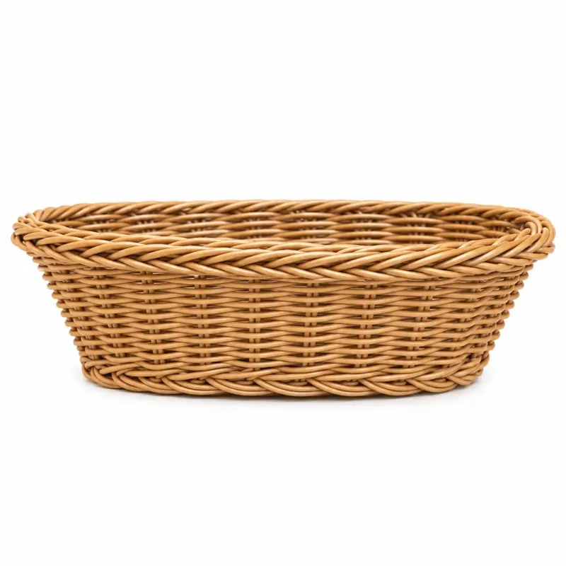 Koszyk owalny 26 × 19 cm jasnobrązowy z ozdobnym splotem