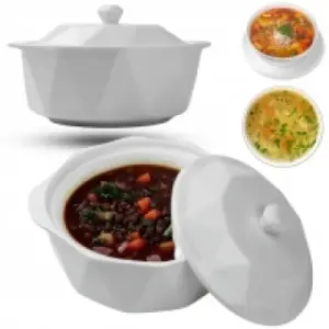 Waza Do Zupy Biała 2,4L Z Pokrywką Waza Do Rosołu Barszczu Biała Porcelana
