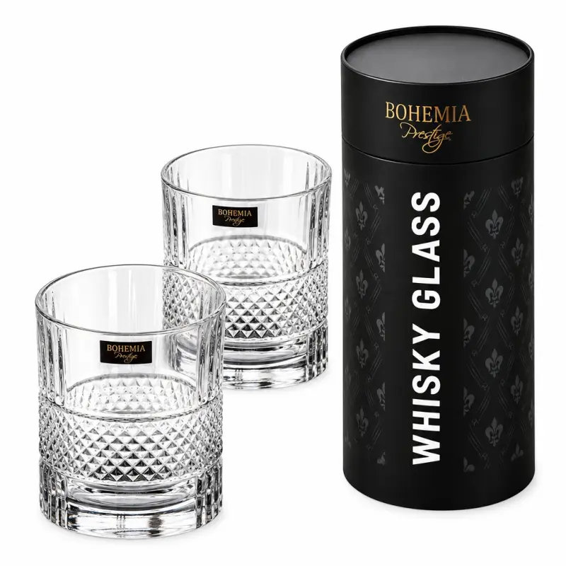Szklanki do whisky Bohemia Elegante 2 szt. w czarnej tubie