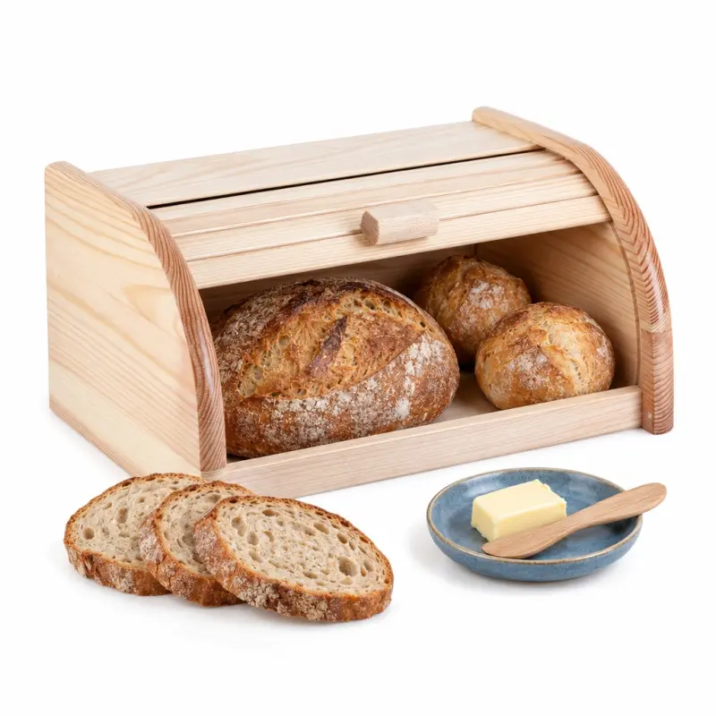 Chlebak żaluzjowy mały naturalny do przechowywania pieczywa