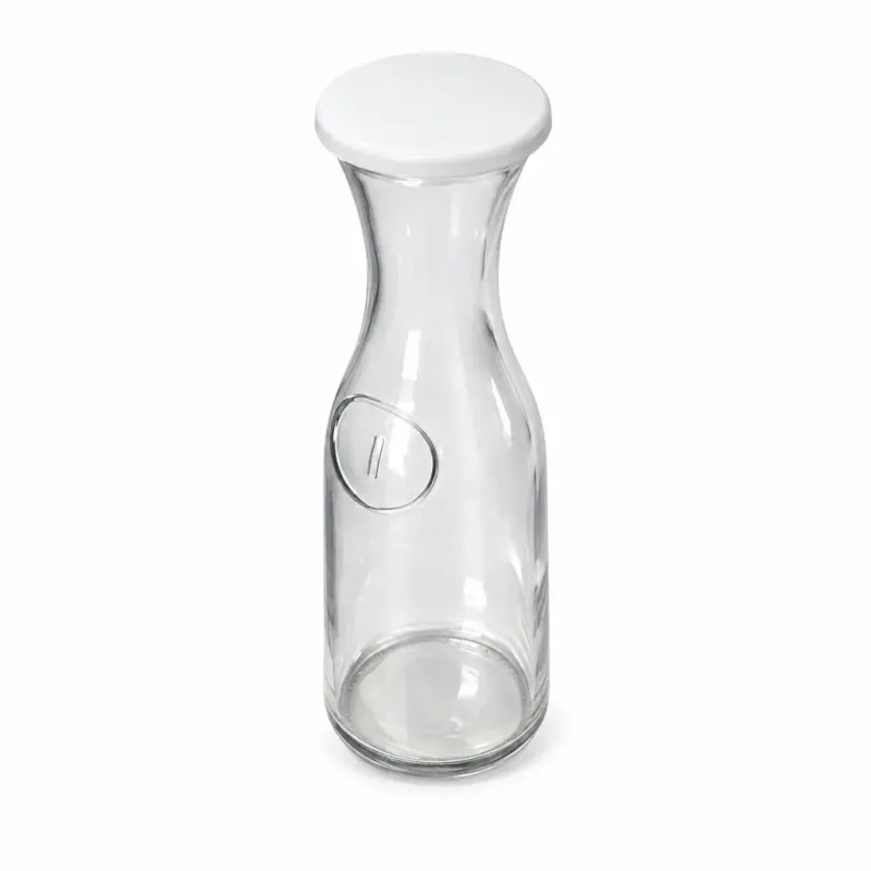 Karafka szklana 1 l z białą zatyczką, wysokość 27 cm