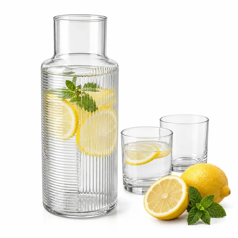 Karafka do wody i napojów 1200 ml HLH887Y z żłobionym wzorem