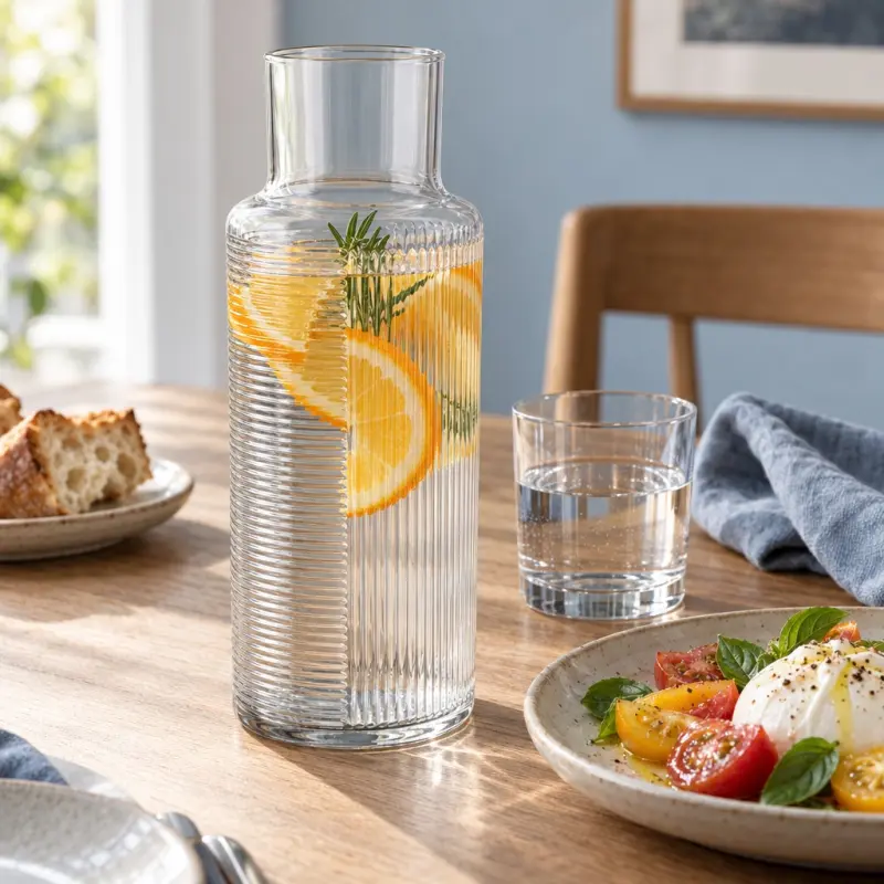 Karafka do wody i napojów 1200 ml HLH887Y z żłobionym wzorem