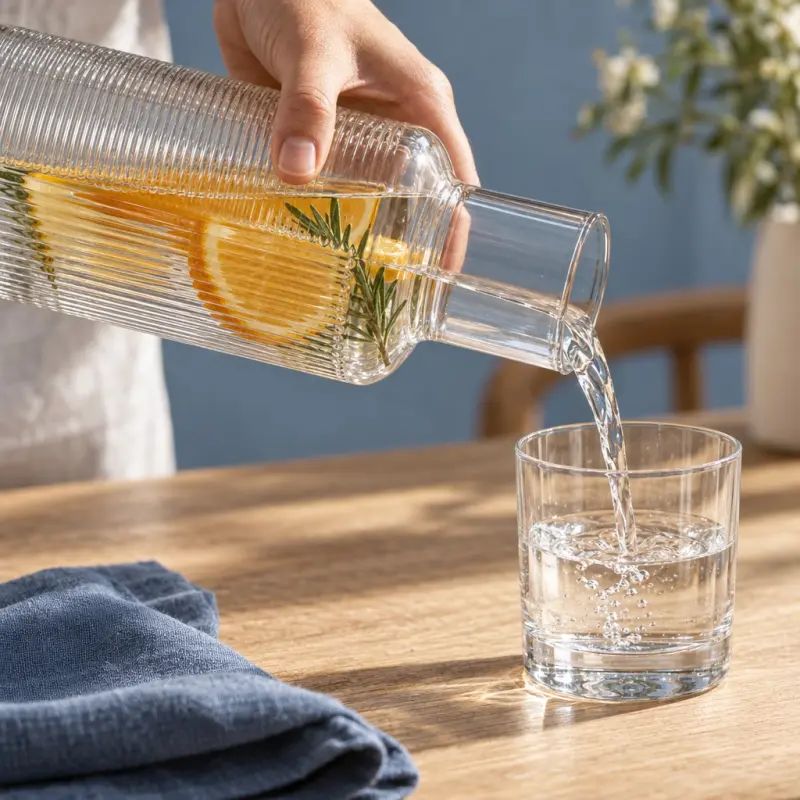 Karafka do wody i napojów 1200 ml HLH887Y z żłobionym wzorem