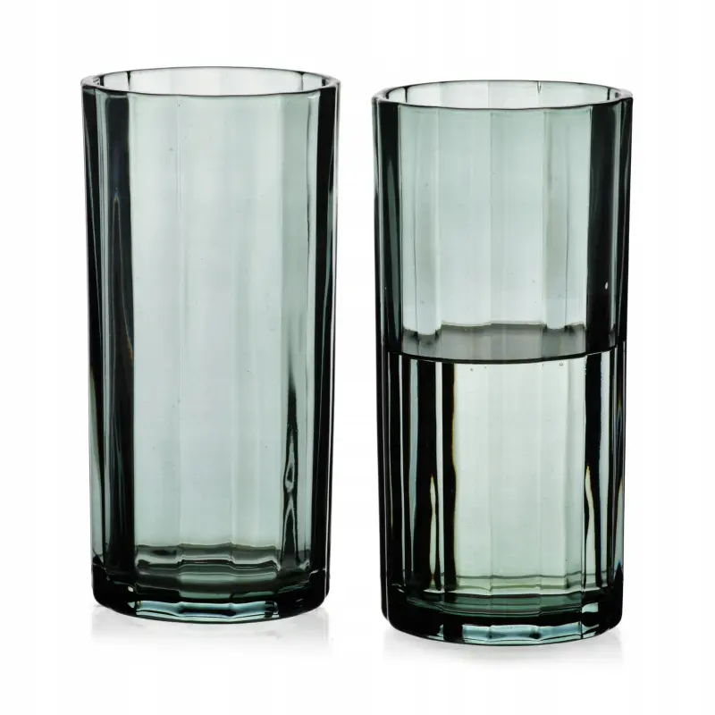 Szklanki wysokie ELISE STRIPES 360 ml zielone w pasy komplet 4 szt.
