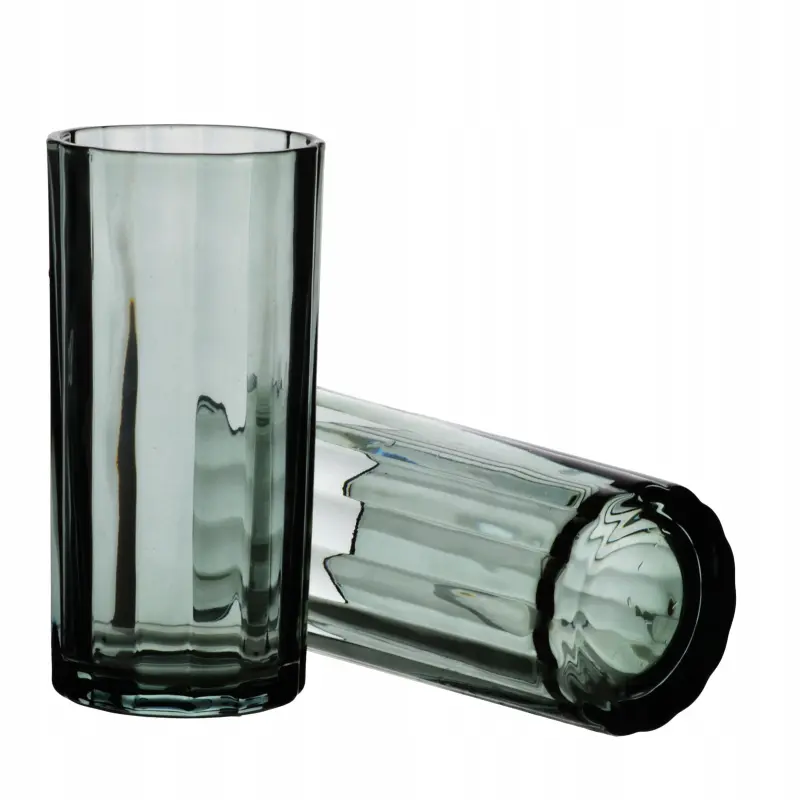 Szklanki wysokie ELISE STRIPES 360 ml zielone w pasy komplet 4 szt.