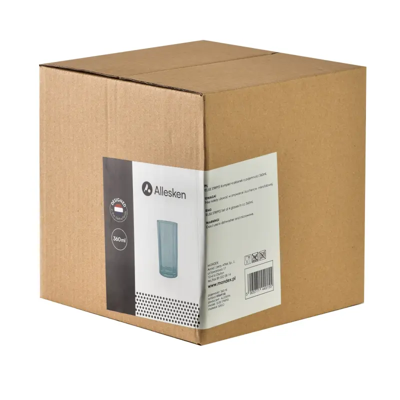 Szklanki wysokie ELISE STRIPES 360 ml zielone w pasy komplet 4 szt.