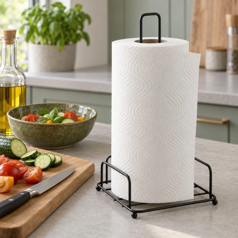 Stojak na ręcznik papierowy MODERN KITCHEN metalowy czarny 31 cm