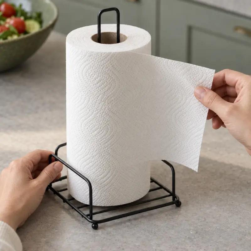 Stojak na ręcznik papierowy MODERN KITCHEN metalowy czarny 31 cm
