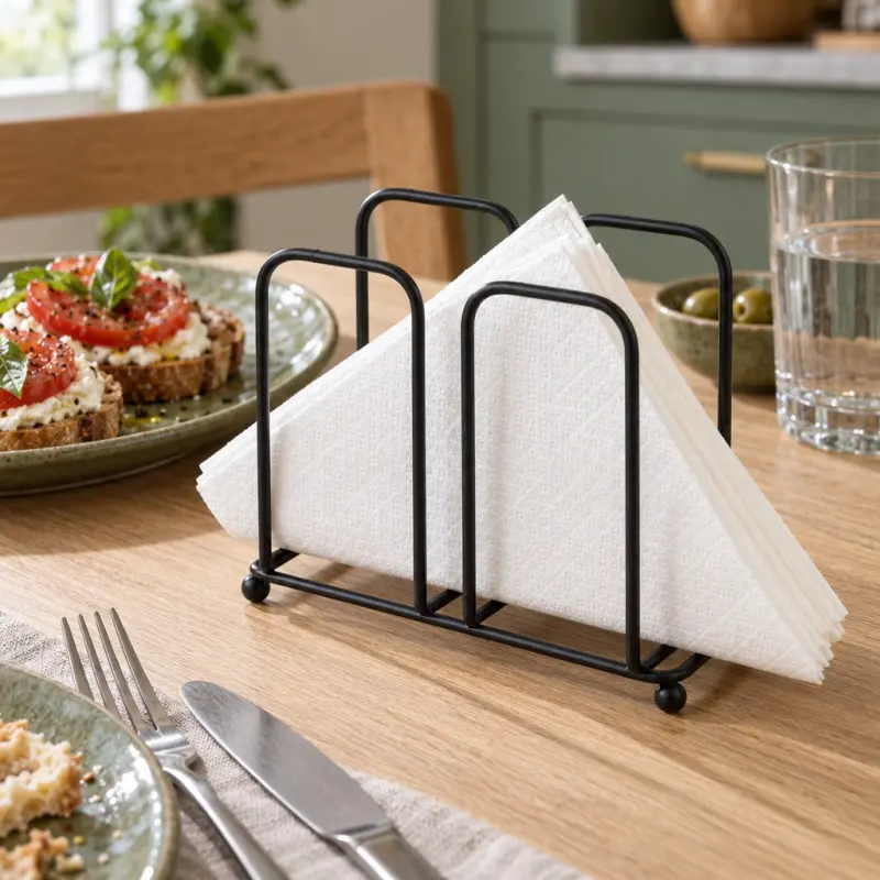 Serwetnik metalowy czarny MODERN KITCHEN ażurowy
