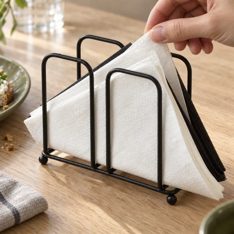 Serwetnik metalowy czarny MODERN KITCHEN ażurowy