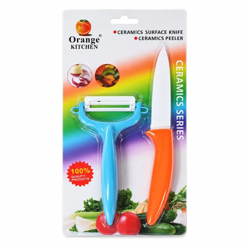 Nóż ceramiczny z obieraczką Orange Kitchen, komplet 2 elementy