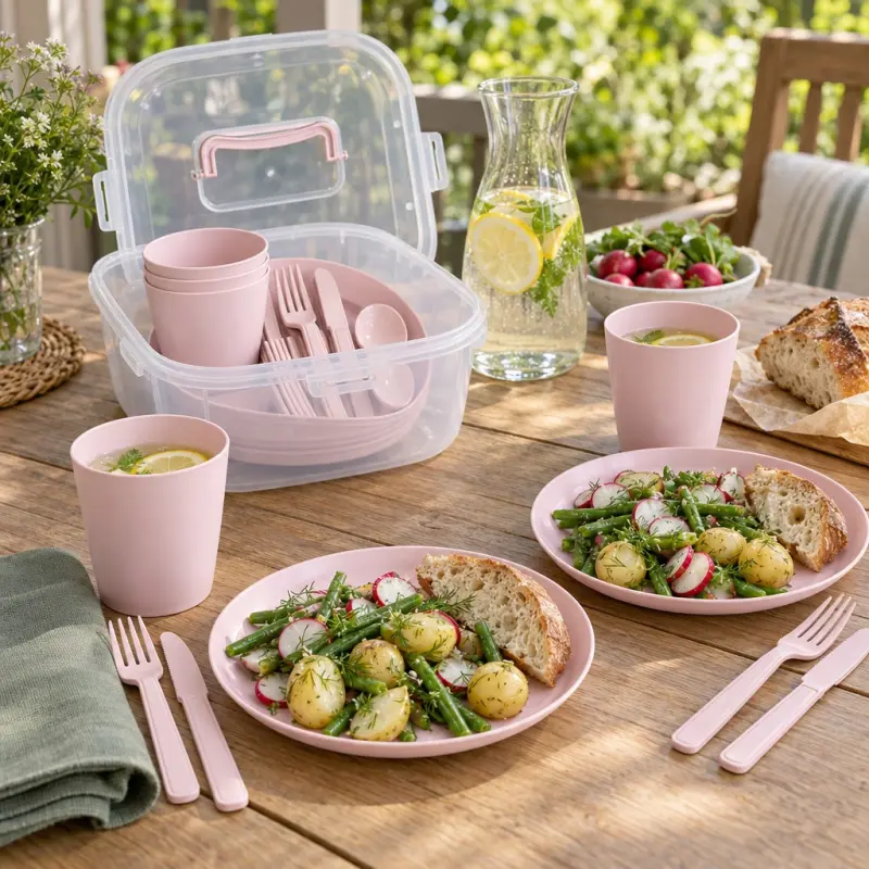 Zestaw piknikowy Bee Home dla 4 osób w pudełku z rączką