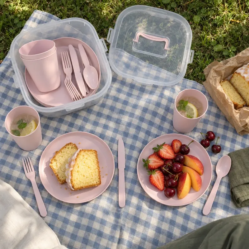 Zestaw piknikowy Bee Home dla 4 osób w pudełku z rączką
