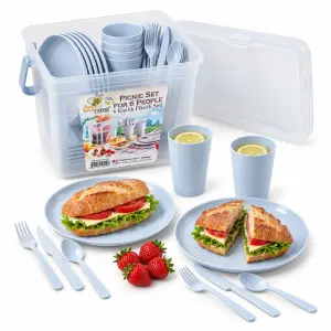 Zestaw piknikowy Bee Home dla 6 osób 32 elementy w pojemniku