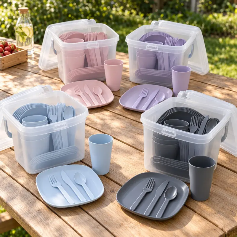 Zestaw piknikowy Bee Home dla 6 osób 32 elementy w pojemniku