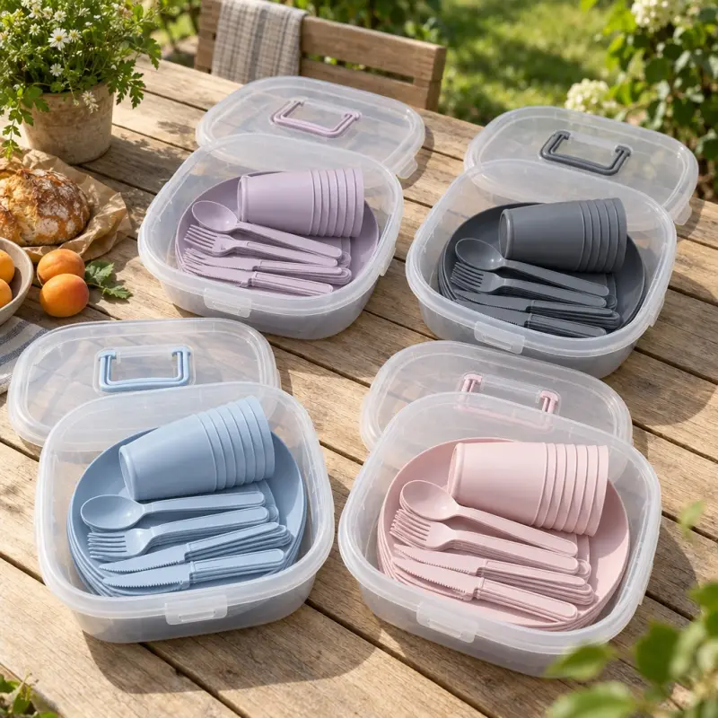 Zestaw piknikowy Bee Home 32 elementy dla 6 osób w pojemniku