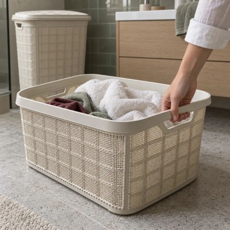 Zestaw łazienkowy Bee Home Jute beżowy 5 elementów kosze i szczotka WC